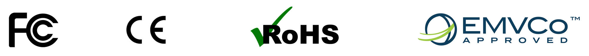 FCC, CE, RoHS and EMVCo marks