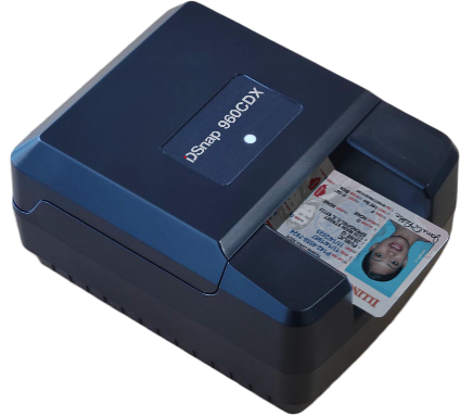 IDSnap 960CDX card scanner with an ID card in its card slot.